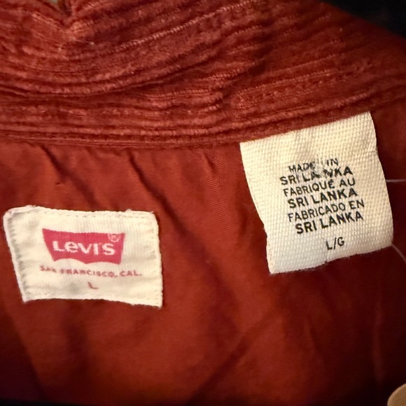 Levis Womens Elliot Corduroy Utility Shirt Shacket Rust Color Oversized L - Picture 3 of 3
